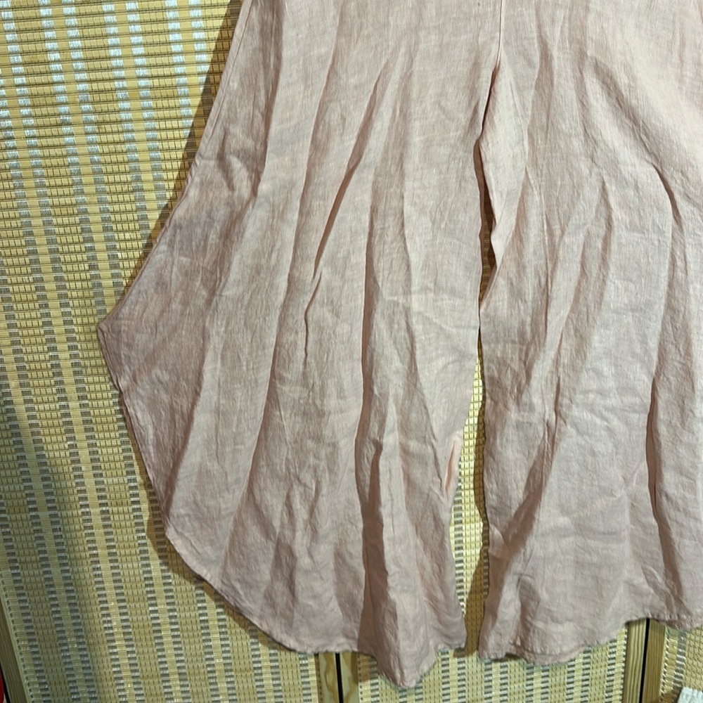 Suzy D London Light Pink Linen Sahara Ultra Wide Leg Culotte Pants Med NWT - Picture 3 of 16